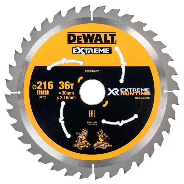 DeWALT Ø 216mm Asgat 30mm 36T Cirkelzaagblad voor Hout | Extreme Runtime - DT99569-QZ