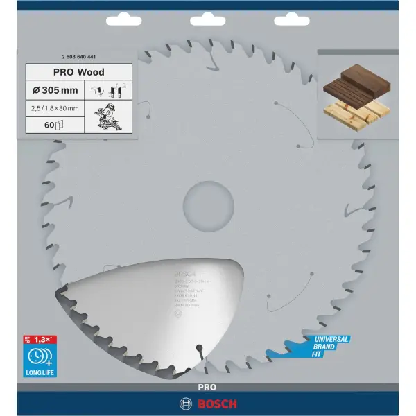 Bosch Ø 305 x 2,5 x 30mm 60T Cirkelzaagblad PRO Wood - Professional - 2608640441