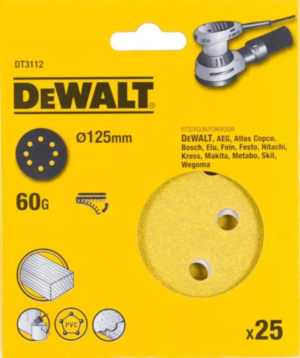 DeWALT P60 125mm Schuurschijf (25 stuks) - DT3112