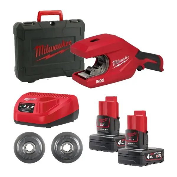 Milwaukee M12 PCSS54-402C RAPTORXL Accu pijpsnijder RVS 12V 4.0Ah in koffer - 4933498605