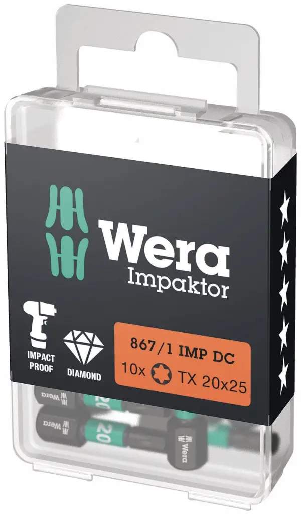 Wera TX20 x 25mm Impaktor DC TORX® Bit (10 stuks) - 867/1 - 05057624001