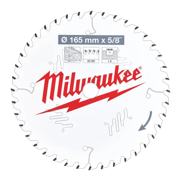 Milwaukee Ø 165mm Asgat 15,87mm 40T Cirkelzaagblad voor Hout - 4932471312
