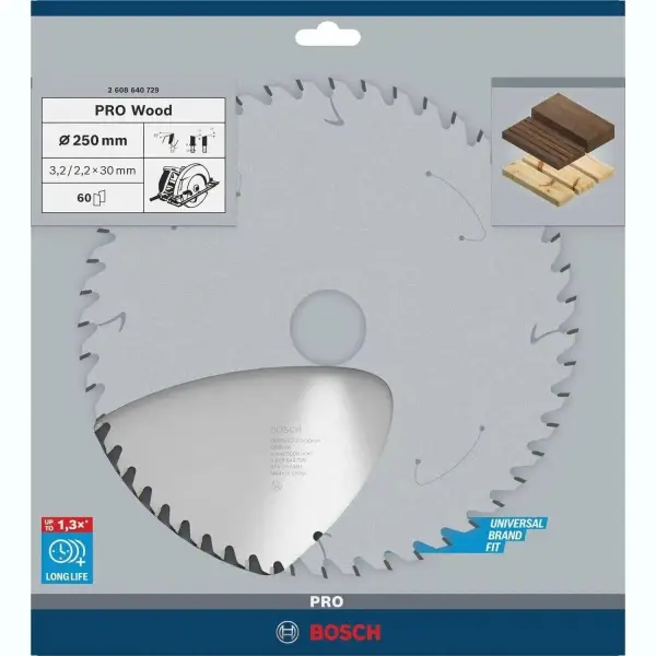 Bosch Ø 250 x 3,2 x 30mm 60T Cirkelzaagblad PRO Wood - Professional - 2608640729
