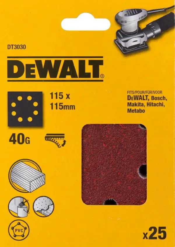 DeWALT P40 Schuurpapier 1/4 Velcro (25 stuks) - DT3030