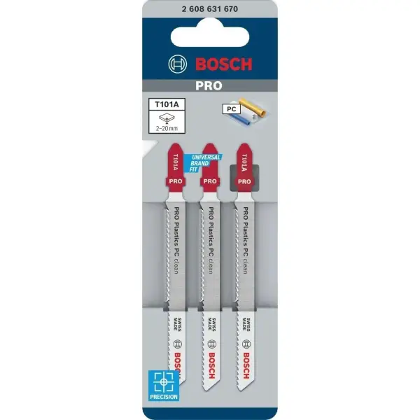 Bosch Plastics PC clean Decoupeerzaagblad (3 stuks) - Professional T101A PRO - 2608631670