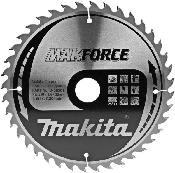 Makita Ø 210mm Asgat 30mm 40T Cirkelzaagblad voor Hout | Makforce - B-08501