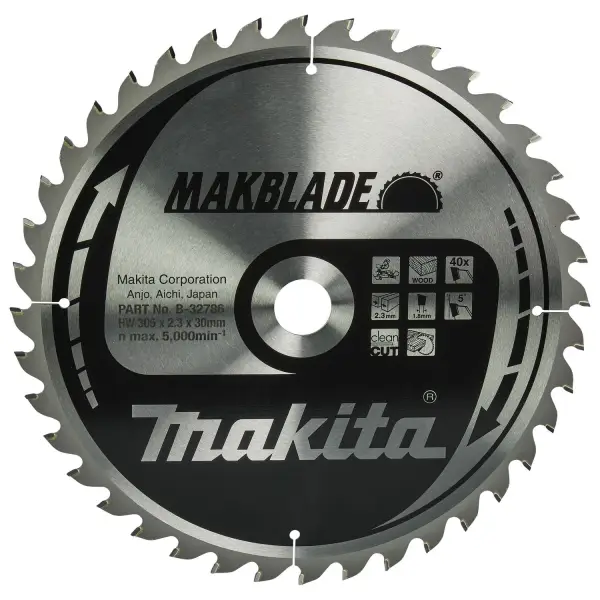 Makita Ø 305mm Asgat 30mm 40T Afkortzaagblad voor Hout | Makblade - B-32786