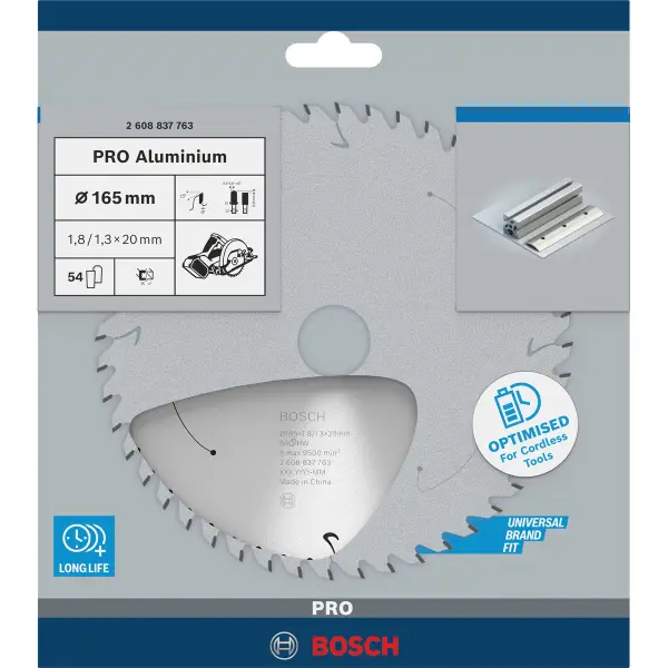 Bosch Professional PRO Aluminium cordless cirkelzaagblad | 165 x 1,8 x 20 mm 54-tands - 2608837763