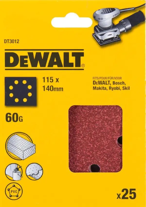 DeWALT P60 Schuurpapier 1/4 (25 stuks) - DT3012