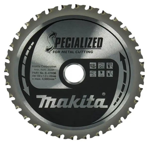 Makita Ø 150mm Asgat 20mm 32T Cirkelzaagblad voor Metaal | Specialized - B-47036