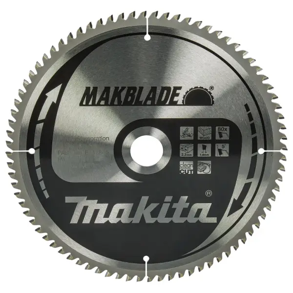 Makita Ø 260mm Asgat 30mm 80T Afkortzaagblad voor Hout | Makblade - B-32845