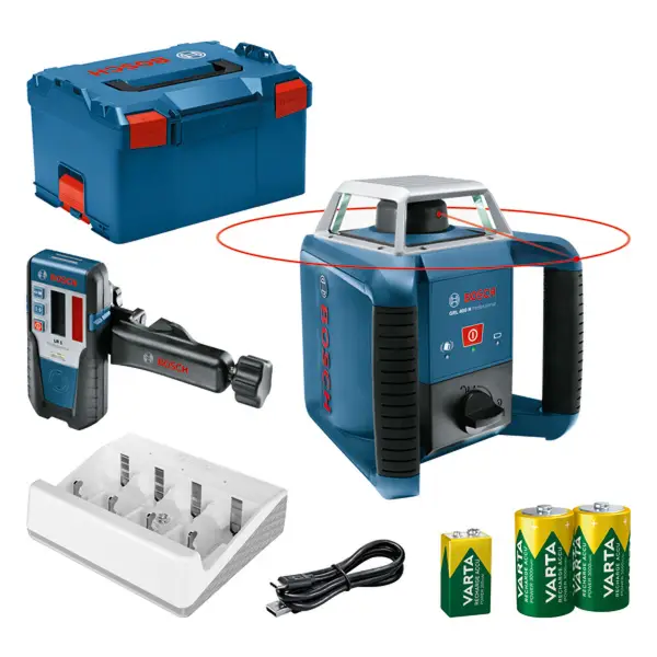 Bosch Professional PRO GRL 400 H + LR 1 + VARTA Rotatielaser rood in L-Boxx - 0601061806
