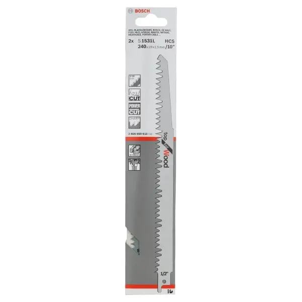 Bosch 240mm Reciprozaagblad Top for Wood (2 stuks) - Professional S1531L - 2608650613