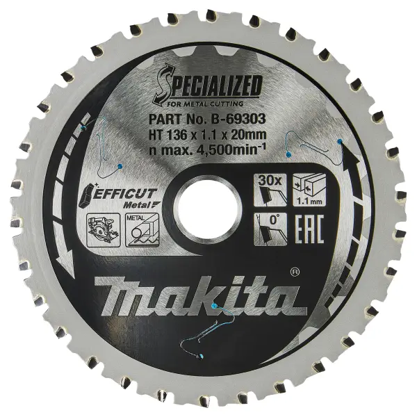 Makita 136 x 20 mm 30-tands Cirkelzaagblad Staal | Efficut - B-69303