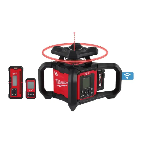 Milwaukee M18 RLOHV1200-501C ONE-KEY™ Accu rotatielaser rood + laserontvanger RD1200 - 18V 5.0Ah in koffer - 4933493204