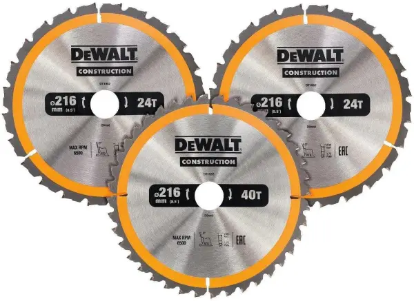 DeWALT 216mm 24T Cirkelzaagbladen Set (2X 1X 40T) - DT1962