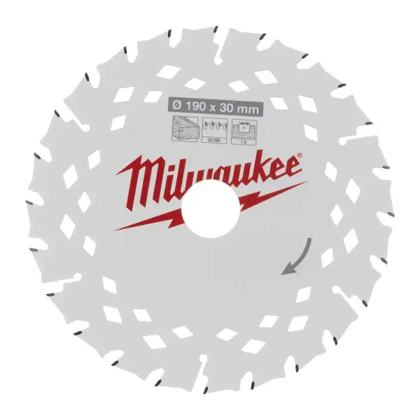 Milwaukee Ø 190mm Asgat 30mm 24T Cirkelzaagblad voor Hout - 4932498976