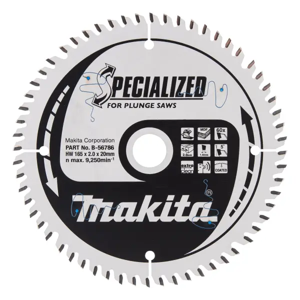 Makita 165 x 20 mm 60-tands Invalcirkelzaagblad gemelamineerd | Specialized - B-56786