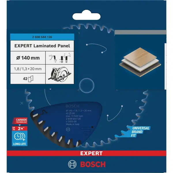 Bosch Ø 140 x 1,8 x 20mm 42T Cirkelzaagblad EXPERT Laminated Panel - Professional - 2608644126