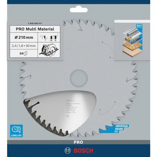 Bosch Ø 210 x 2,4 x 30mm 54T Cirkelzaagblad PRO Multi Material - Professional - 2608640511
