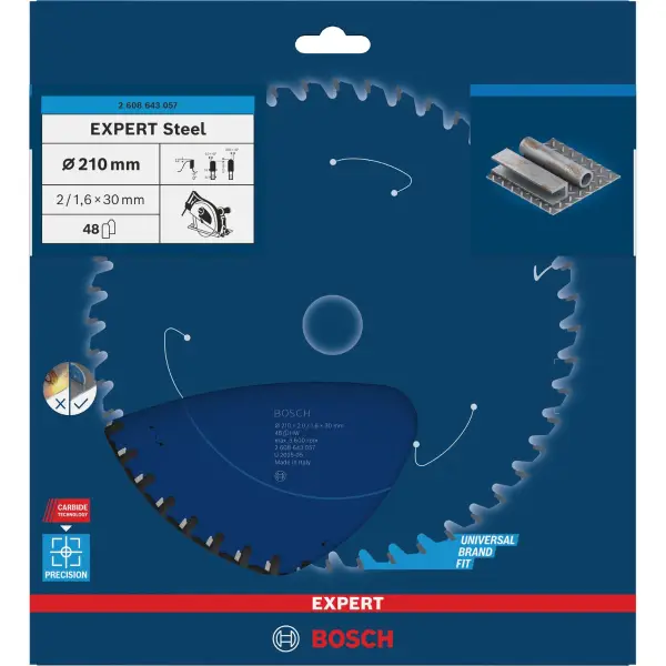 Bosch Ø 210 x 2,0 x 30mm 48T Cirkelzaagblad EXPERT Steel - Professional - 2608643057