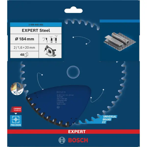 Bosch Ø 184 x 2,0 x 20mm 48T Cirkelzaagblad EXPERT Steel - Professional - 2608643055