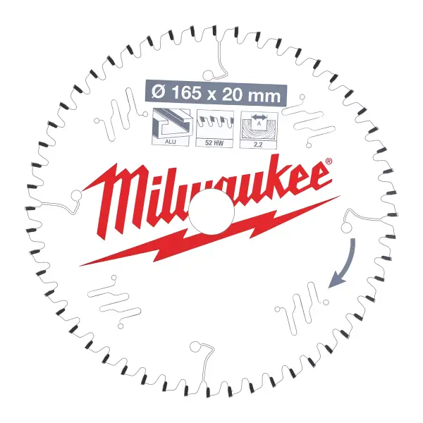 Milwaukee Cirkelzaagblad kunststof/non-ferro 165 x 20 x 2,2 TF 52T -5° - 4932471296