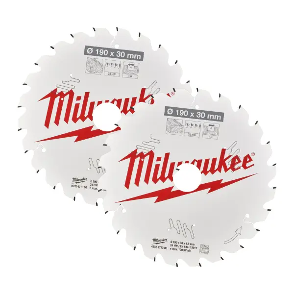 Milwaukee Cirkelzaagblad hout Twin Pack 190 x 30 mm (2X 4932471300) - 4932479804