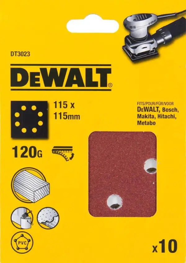 DeWALT P120 Schuurpapier 1/4 Velcro (10 stuks) - DT3023