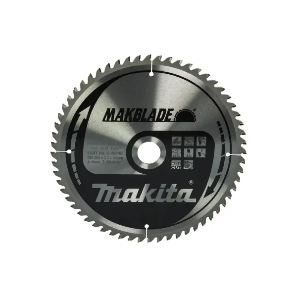 Makita Ø 255mm Asgat 30mm 60T Afkortzaagblad voor Hout | Makblade - B-32792
