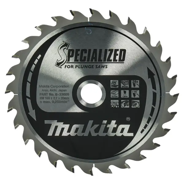 Makita Ø 165mm Asgat 20mm 28T Invalcirkelzaagblad voor Hout | Specialized - B-33009