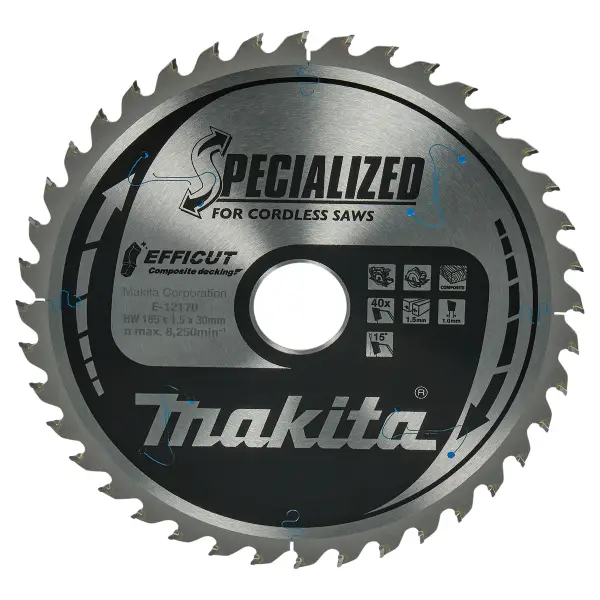Makita 185 x 30 mm 40-tands Cirkelzaagblad WPC | Efficut - E-12170