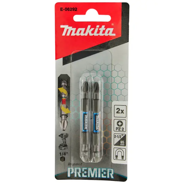 Makita PZ2 x 65 mm Impact Premier Slagschroefbit dubbelzijdig 2 stuks - E-06292