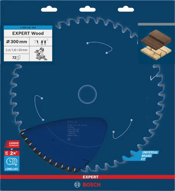 Bosch Ø 300 x 2,4 x 30mm 72T Cirkelzaagblad EXPERT Wood - Professional - 2608642499
