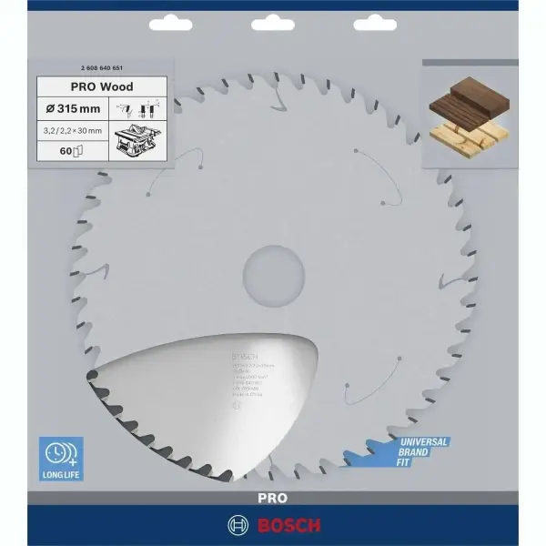 Bosch Ø 315 x 3,2 x 30mm 60T Cirkelzaagblad PRO Wood - Professional - 2608640651