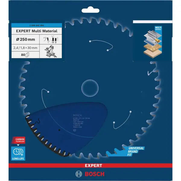 Bosch Ø 250 x 2,4 x 30mm 80T Cirkelzaagblad EXPERT Multi Material - Professional - 2608642494