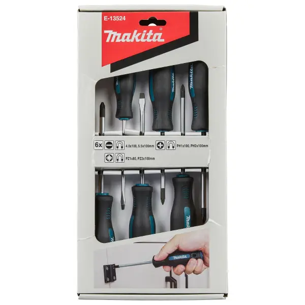 Makita 6-delig Schroevendraaierset PH/PZ/SL - E-13524