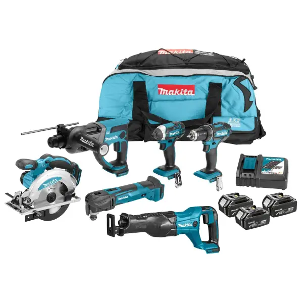 Makita DLX6038T Accu combiset 6-delig 18V 5.0Ah in Trolley Tas