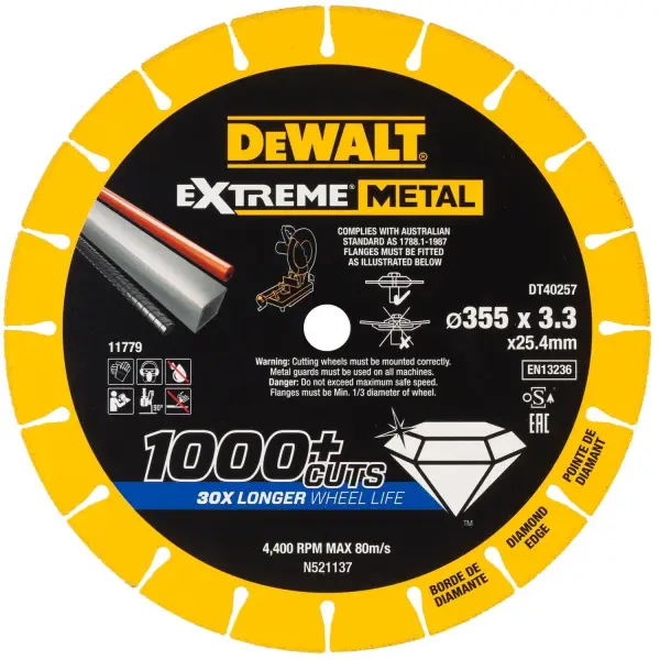 DeWALT 355mm EXTREME™ Metal Diamant Doorslijpschijf - DT40257