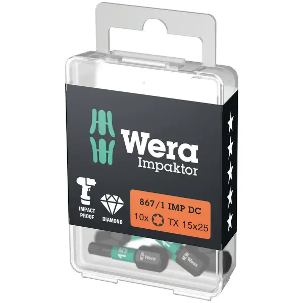 Wera TX15 x 25 mm 867/1 IMP DC Impaktor TORX® bit (10 stuks) - 05057623001