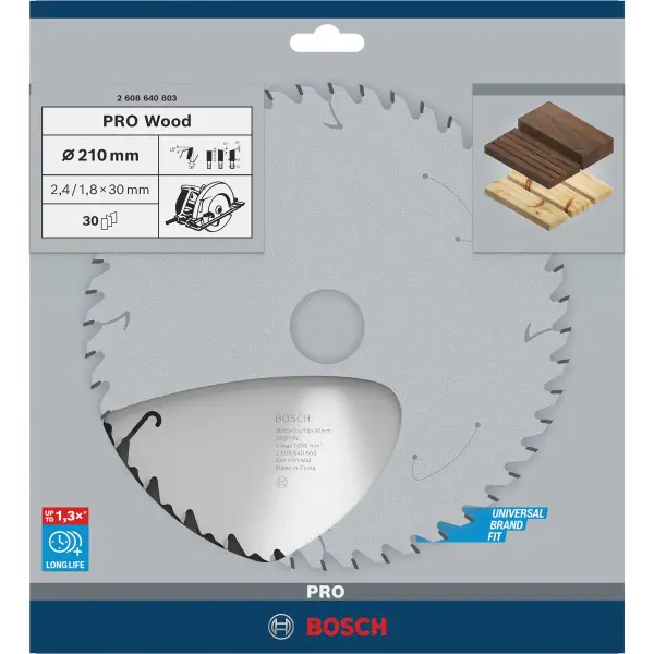 Bosch Professional PRO Wood cirkelzaagblad | 210 x 2,4 x 30 mm 30-tands - 2608640803