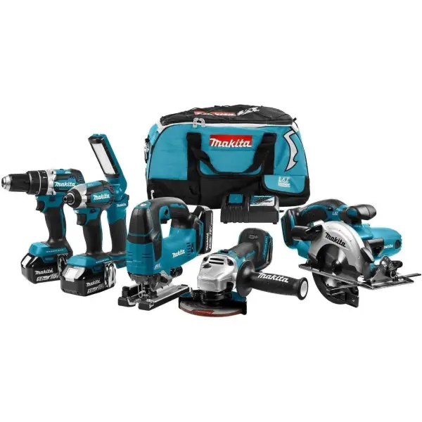 Makita DLX6082T Accu combiset 6-delig 18V 5.0Ah in Trolley Tas