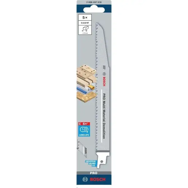 Bosch 225mm Reciprozaagblad Multi Material Demolition (5 stuks) - Professional S1110VF PRO - 2608657610