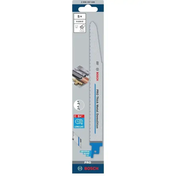 Bosch 225mm Reciprozaagblad Thick Metal Demolition (5 stuks) - Professional S1130CF PRO - 2608657528