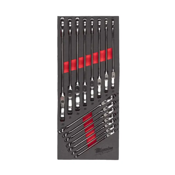 Milwaukee 15-delig Foam inlay MAXBITE™ ringsteeksleutelset met ratel en flexkop - TOOLGUARD™ - 4932479829