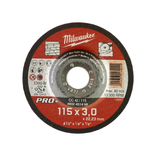 Milwaukee 115mm Steendoorslijpschijven PRO+ CC 42 - 4932451499