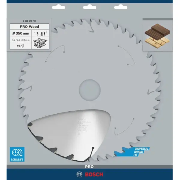 Bosch Ø 350 x 3,2 x 30mm 24T Cirkelzaagblad PRO Wood - Professional - 2608640702