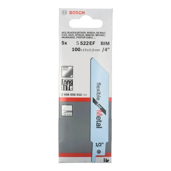 Bosch 100mm Reciprozaagblad Flexible for Metal (5 stuks) - Professional S522EF - 2608656012