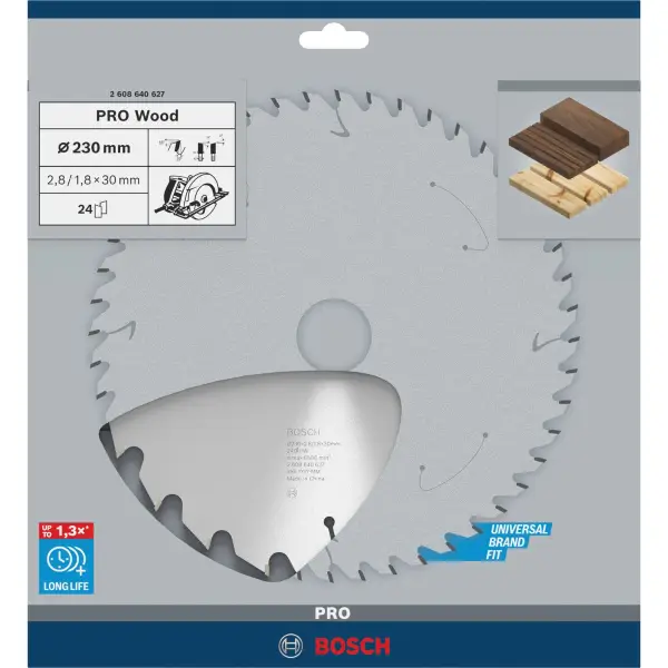 Bosch Ø 230 x 2,8 x 30mm 24T Cirkelzaagblad PRO Wood - Professional - 2608640627