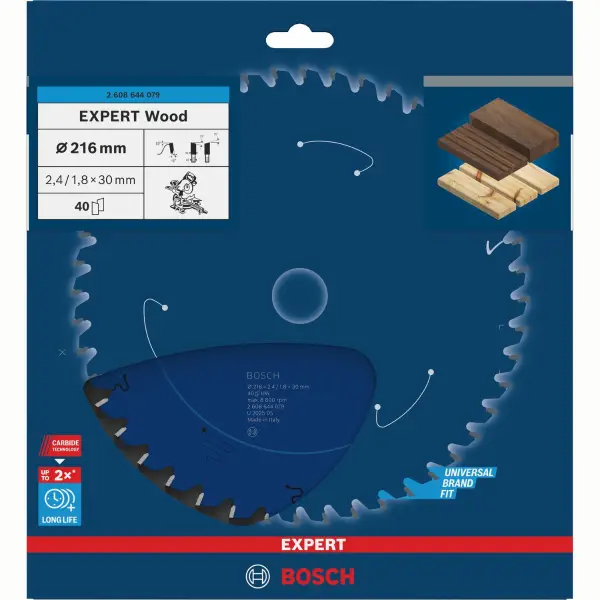 Bosch Ø 216 x 2,4 x 30mm 40T Cirkelzaagblad EXPERT Wood - Professional - 2608644079